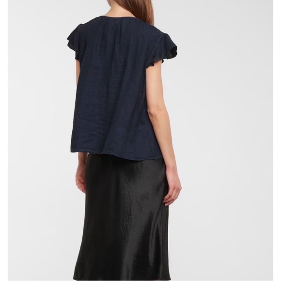 Velvet by Spencer and Graham Irene linen flutter short sleeve top black XS - Picture 2 of 8